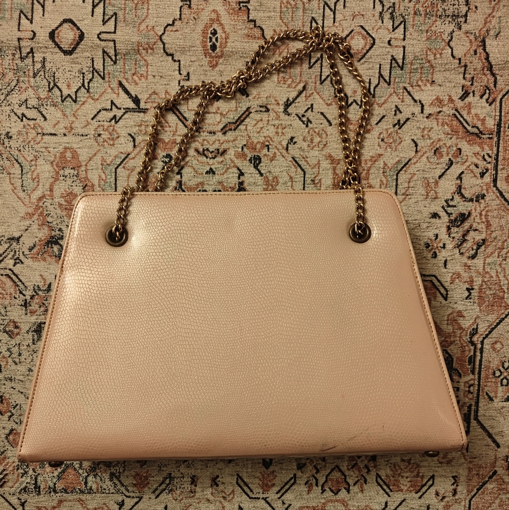 Meyers USA Lizard Embossed Pale Pink Chain-Handle Shoulder Bag